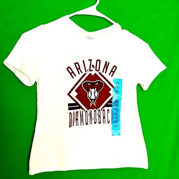 NWT Girl’s 6/6X Arizona Diamondbacks Short Sleeve T-shirt White with Snakehead - Picture 1 of 6